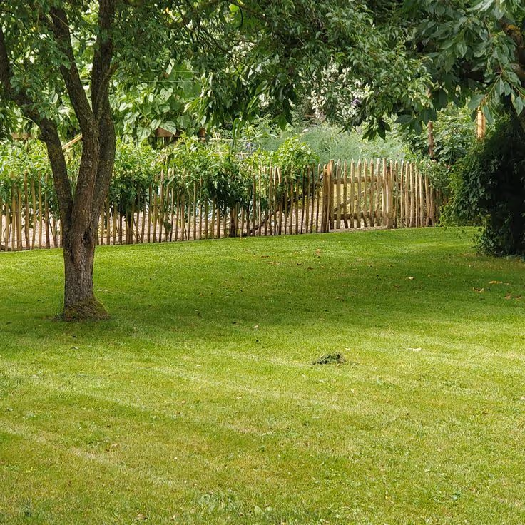 Détail lattes fendues en châtaignier naturel sans traitement chimique