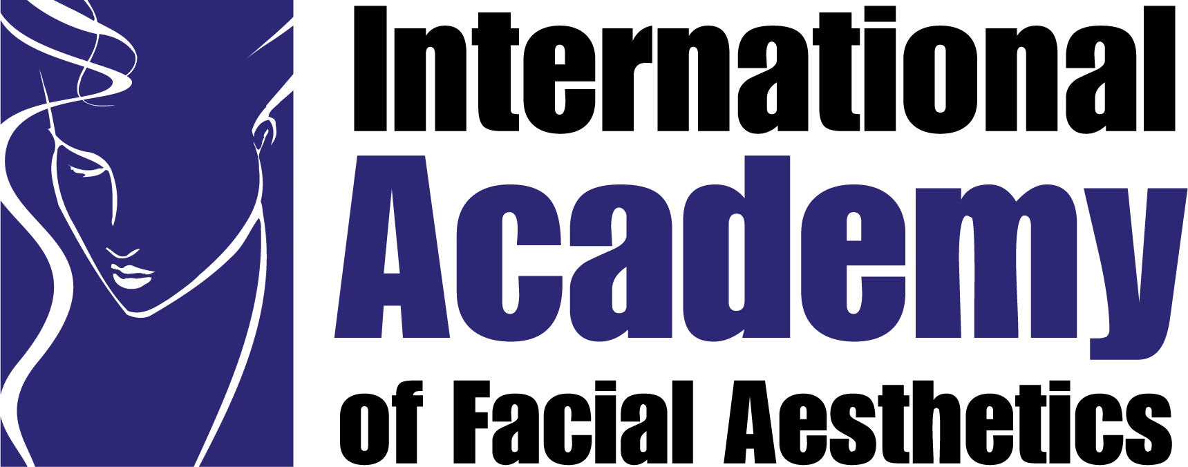 Logo of International Academy of Facial Aesthetics with stylized face outline in purple and black text.