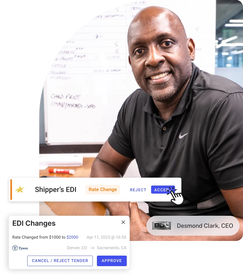 Man smiling after making EDI changes in his trucking TMS software app