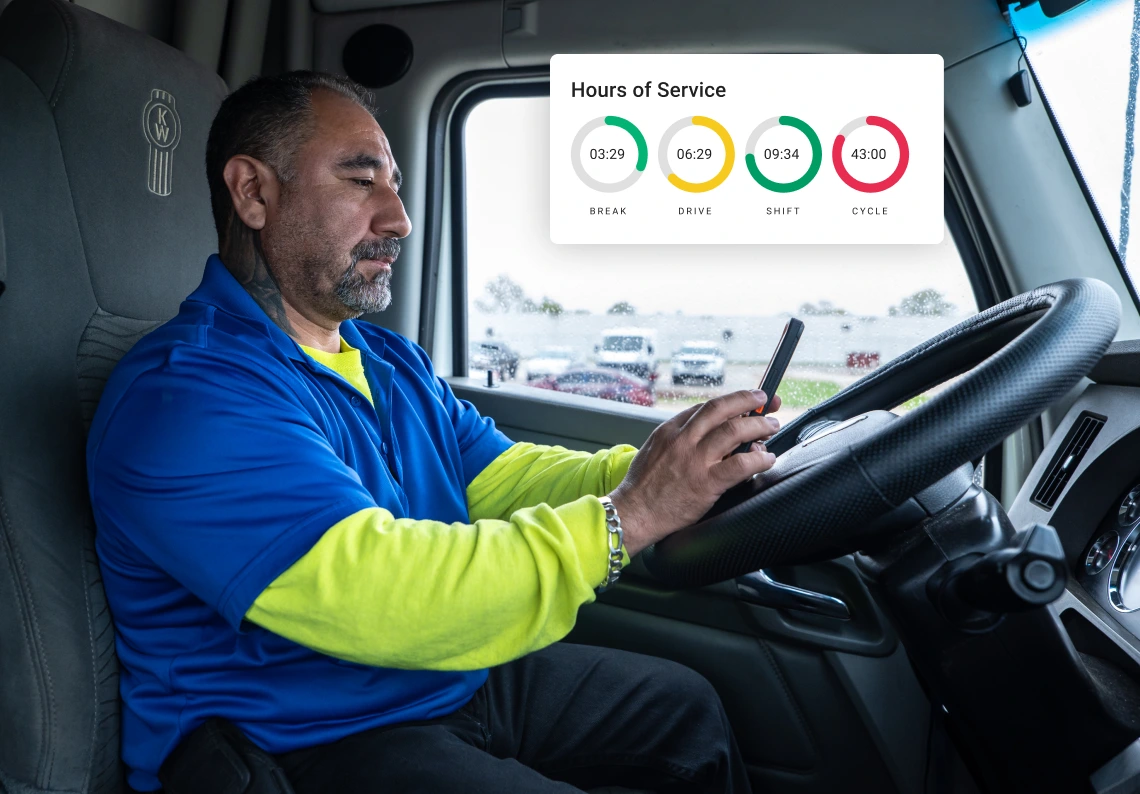 a driver looking at his phone