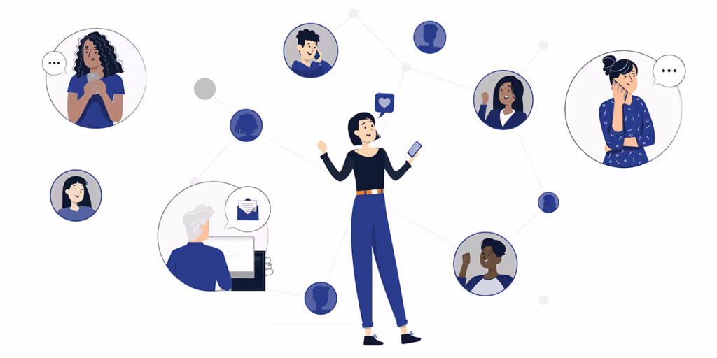 person-surrounded-by-people-communicating-over-different-mediums