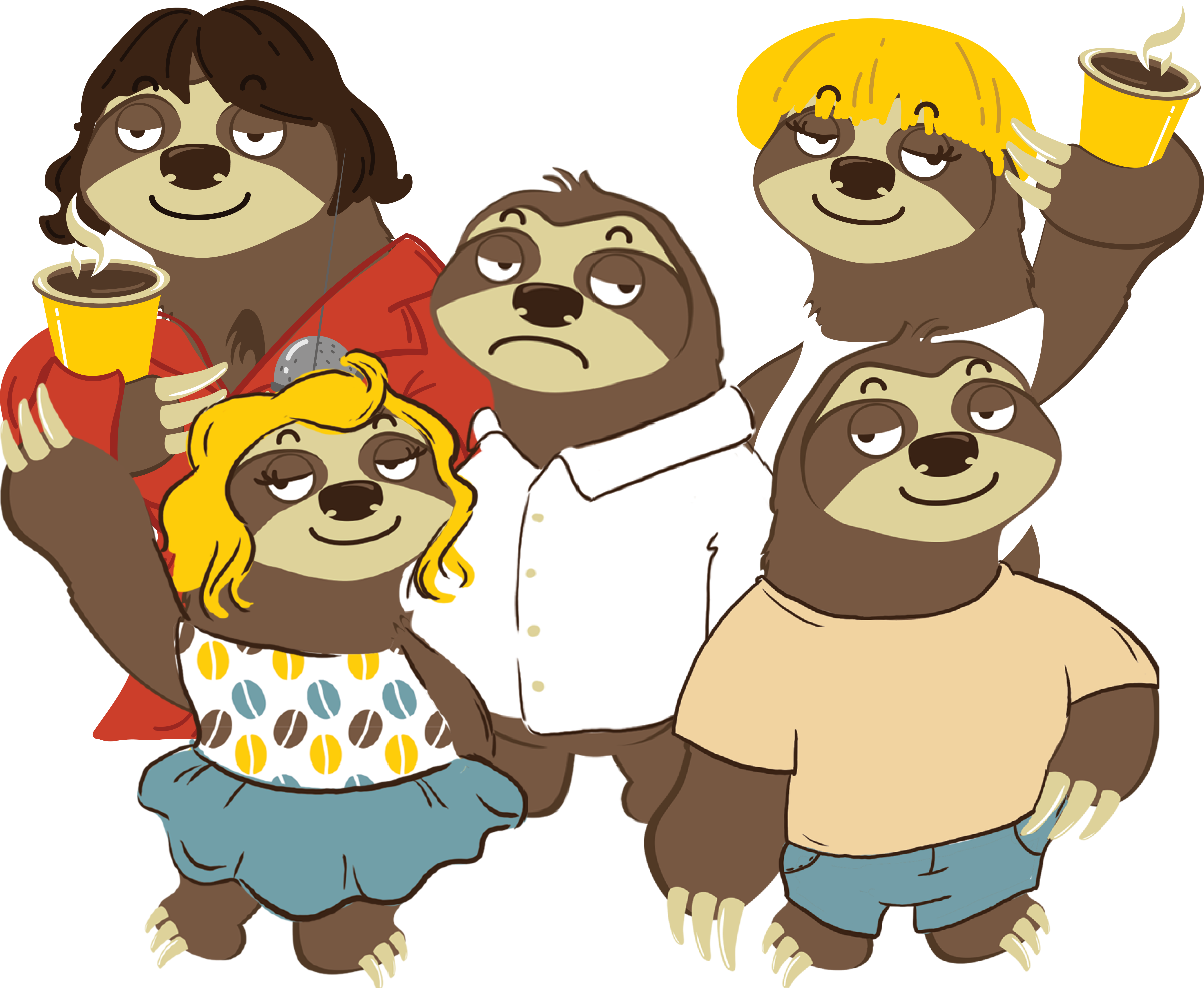 Ilustracija tima zaposlenih u Popy Coffee Family kafeteriji u Beogradu