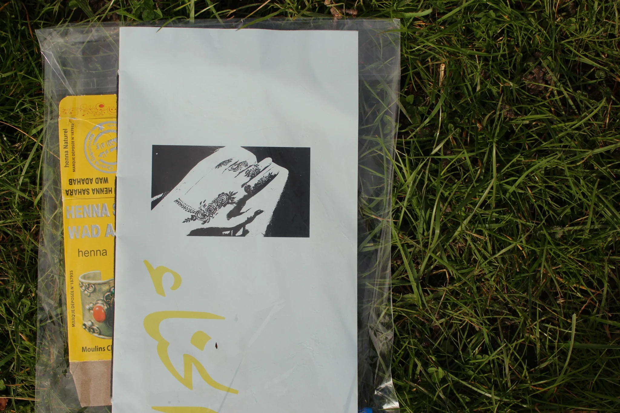 Couverture rouge d'un magazine intitulé 'Automne' avec illustrations de fruits et racines, à côté d'une double page intérieure avec un motif décoratif et un texte en français détaillant des soins corporels.