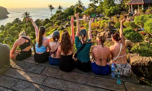 Travellers on a group tour