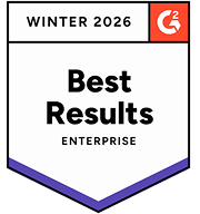 G2 Winter 2026 Best Results badge for Enterprise category with G2 logo.