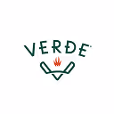 Logo with the word 'VERDE' above two stylized green leaves with a red flame in the center.