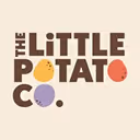 Logo for The Little Potato Co. featuring the text with illustrations of potatoes in yellow, red, and purple replacing some letters.