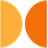 Two overlapping circles forming an abstract orange shape.