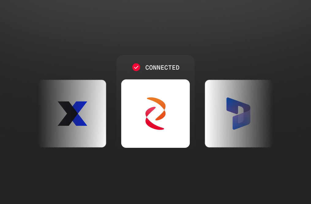 Three software logos with SAP logo in the center marked as connected with a red checkmark above it.