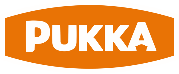 Pukka brand logo in white text on an orange background.