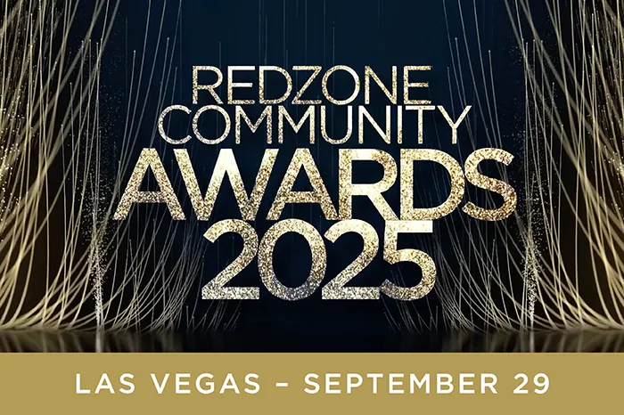 RedZone Community Awards 2025 text with decorative gold lines and event date Las Vegas – September 29.