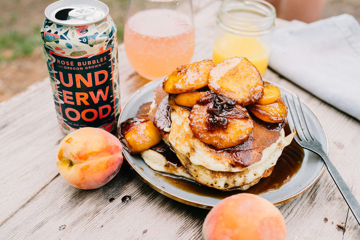 Maple and Whiskey Glazed Peaches for Pancakes or Waffles