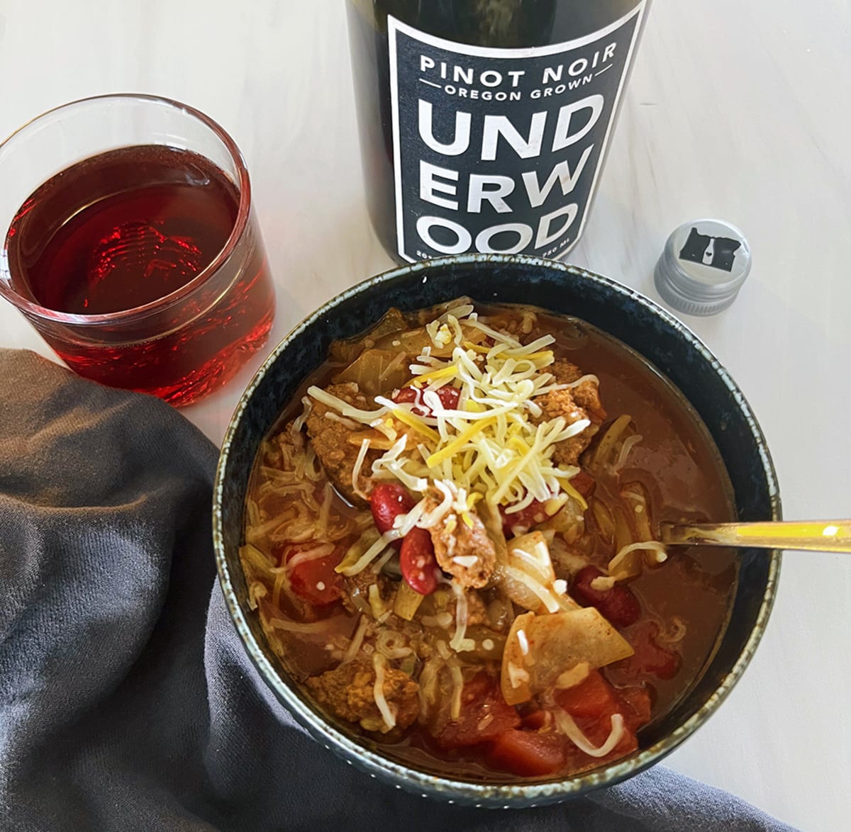 Red Wine Chili with Underwood Pinot Noir