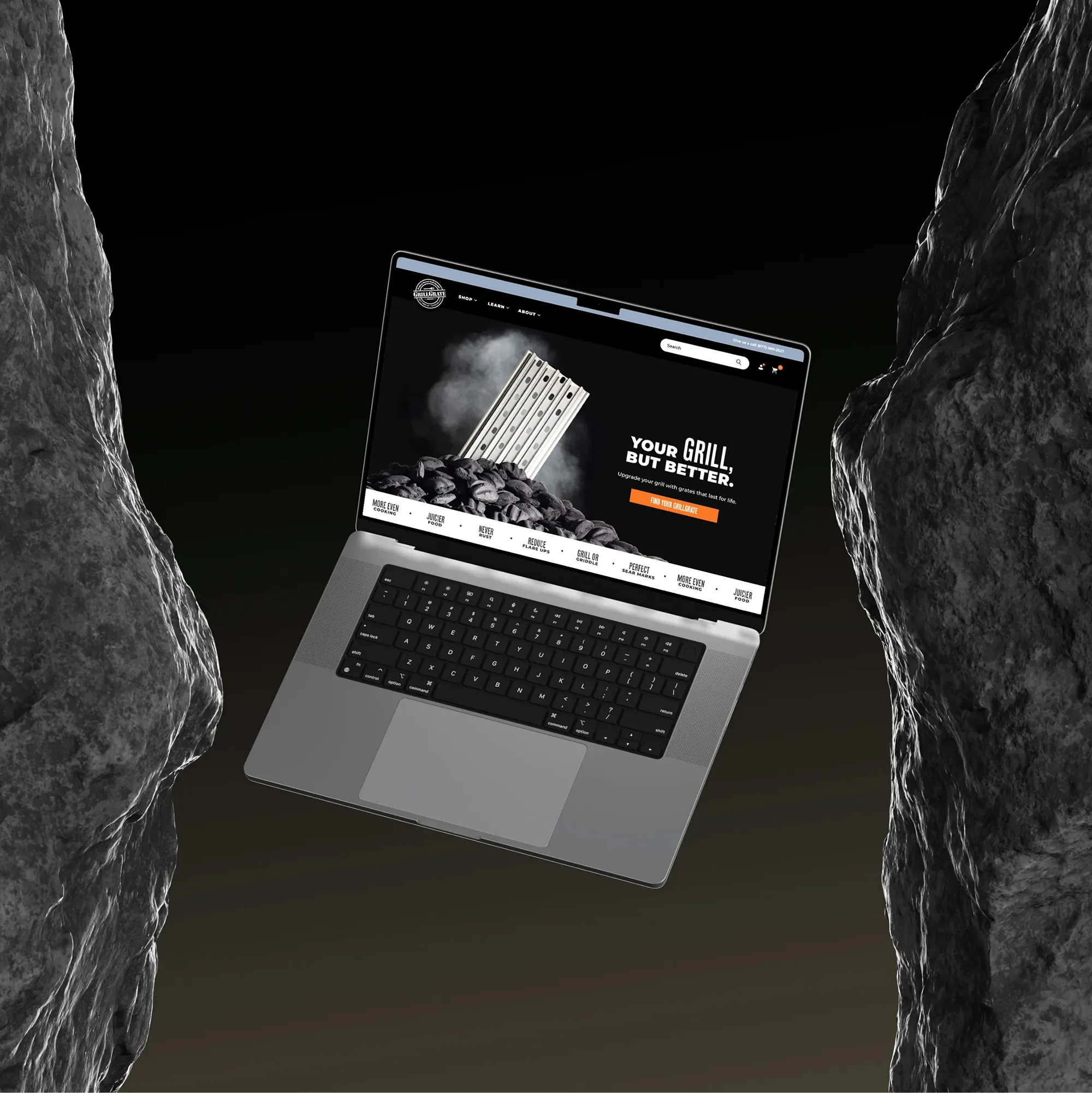 GrillGrate hero on a laptop