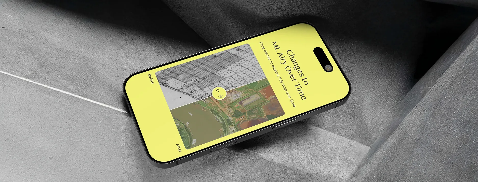 Hidden Landscape timeline map on mobile device
