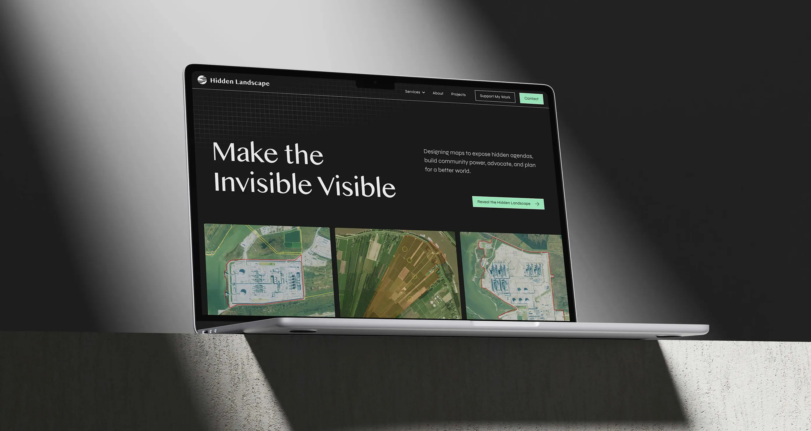 Hidden Landscape hero on a laptop