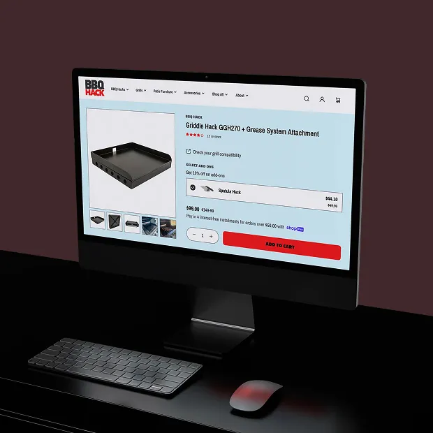 BBQ Hack product page showing on a desktop computer