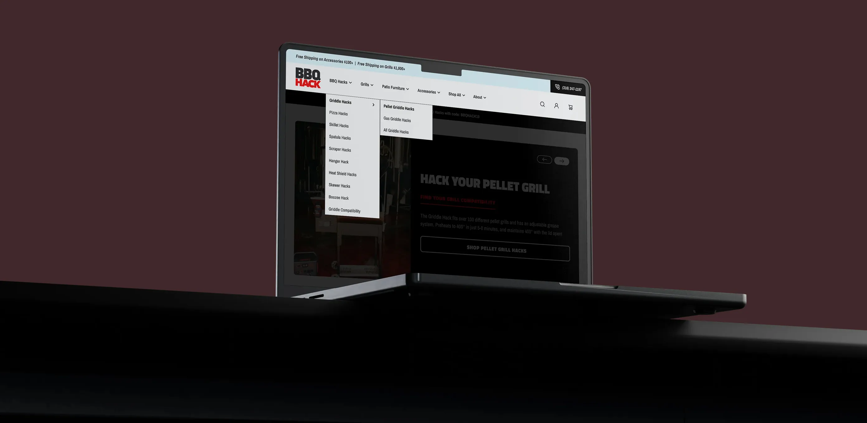Laptop showing BBQ Hack's sitemap