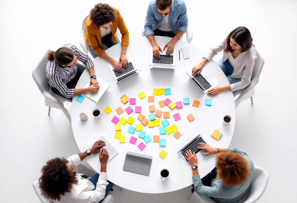 image of brainstorm session with sticky notes (for a b2b saas)