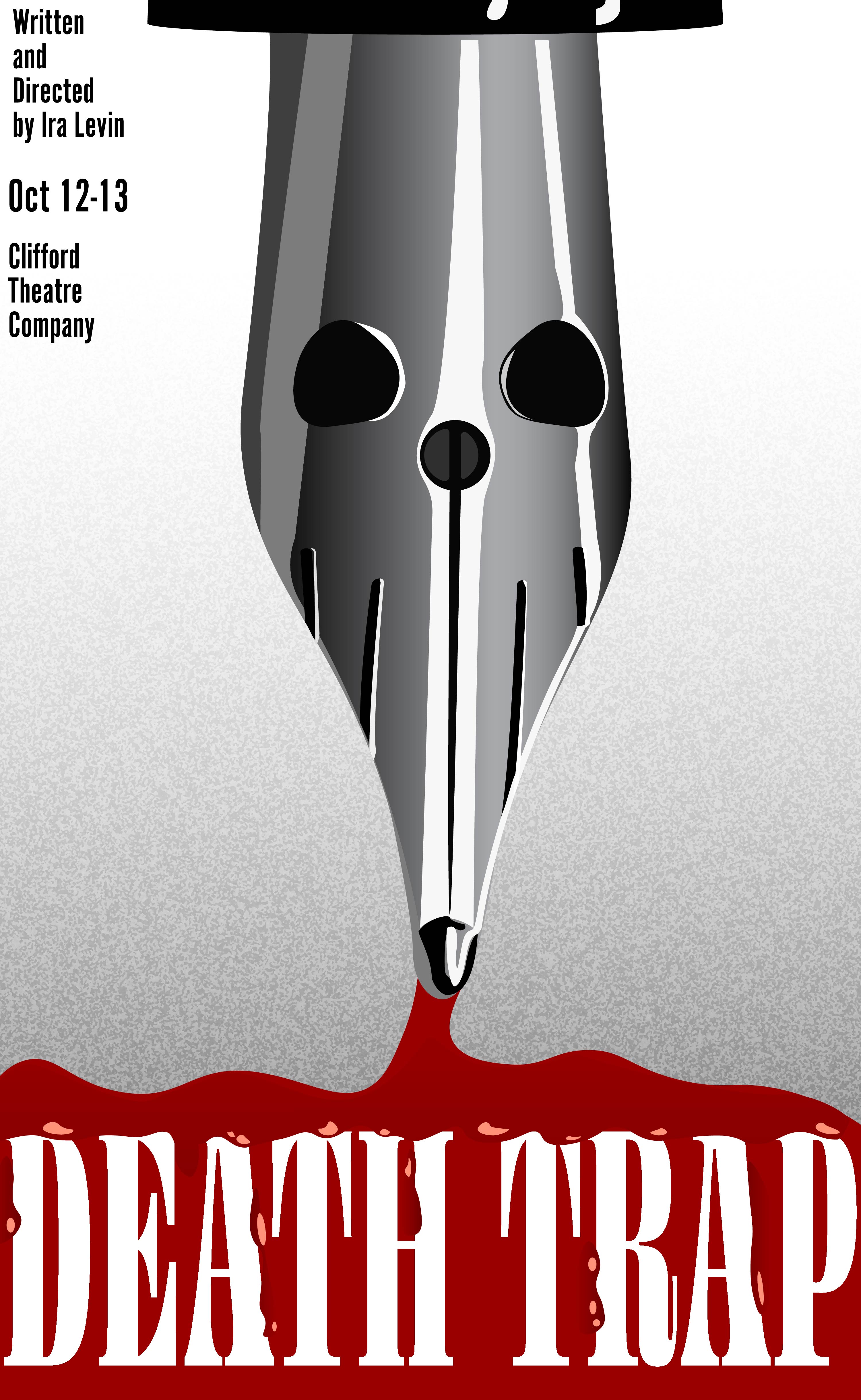 Death trap poster with skull fountain pen