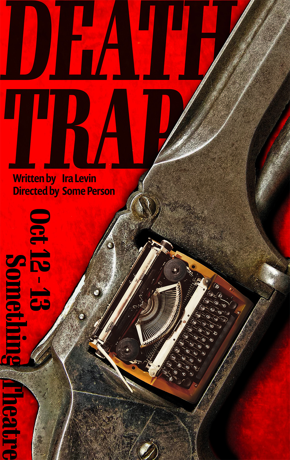 Final flat image of Death Trap poster with revolver