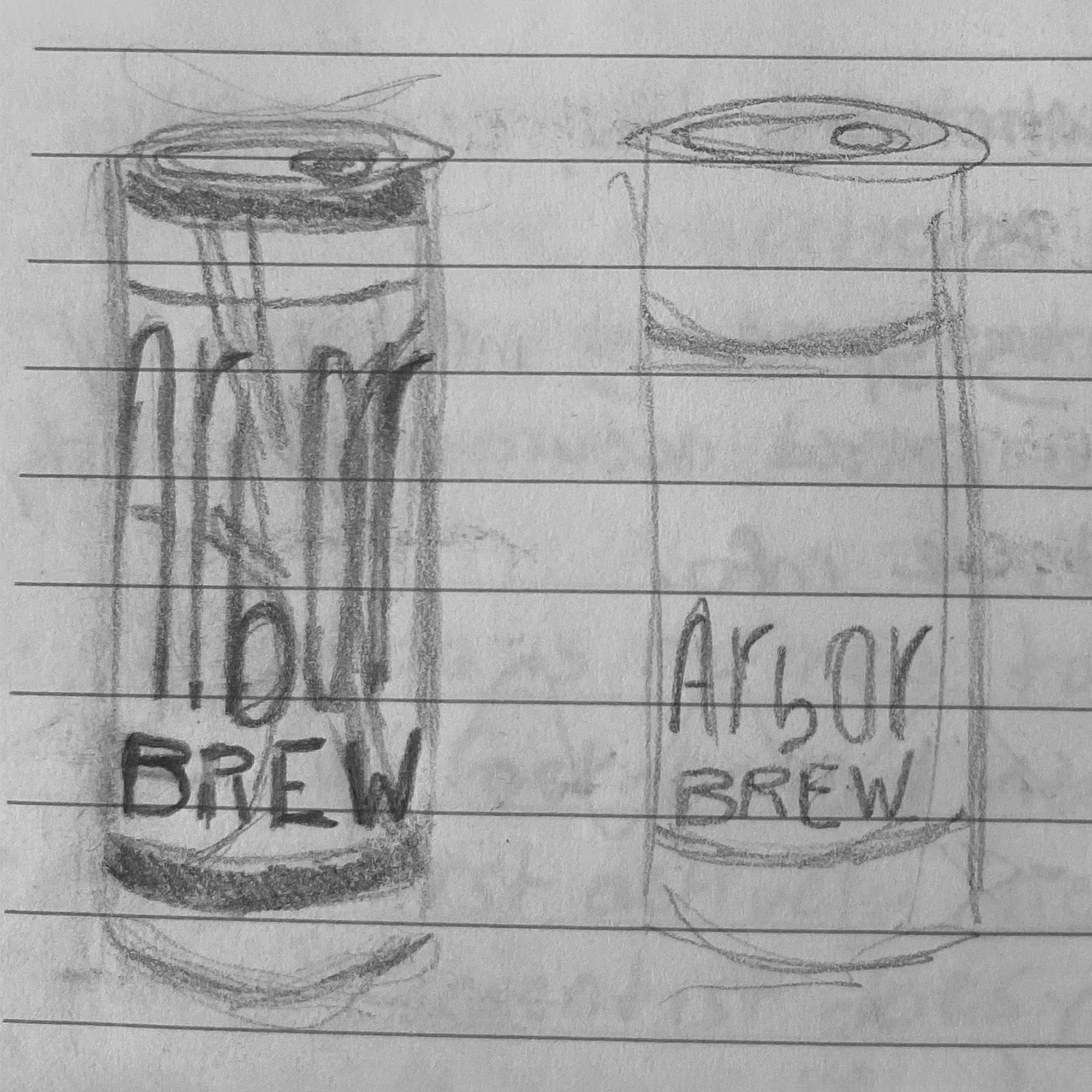 Sketches of Arbor Brew cans