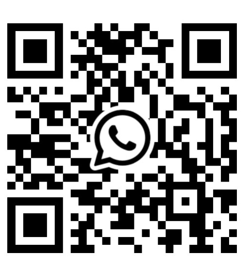 QR code for WhatsApp with the WhatsApp logo in the center.
