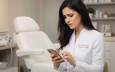 Dentista insegura com paciente no consultório