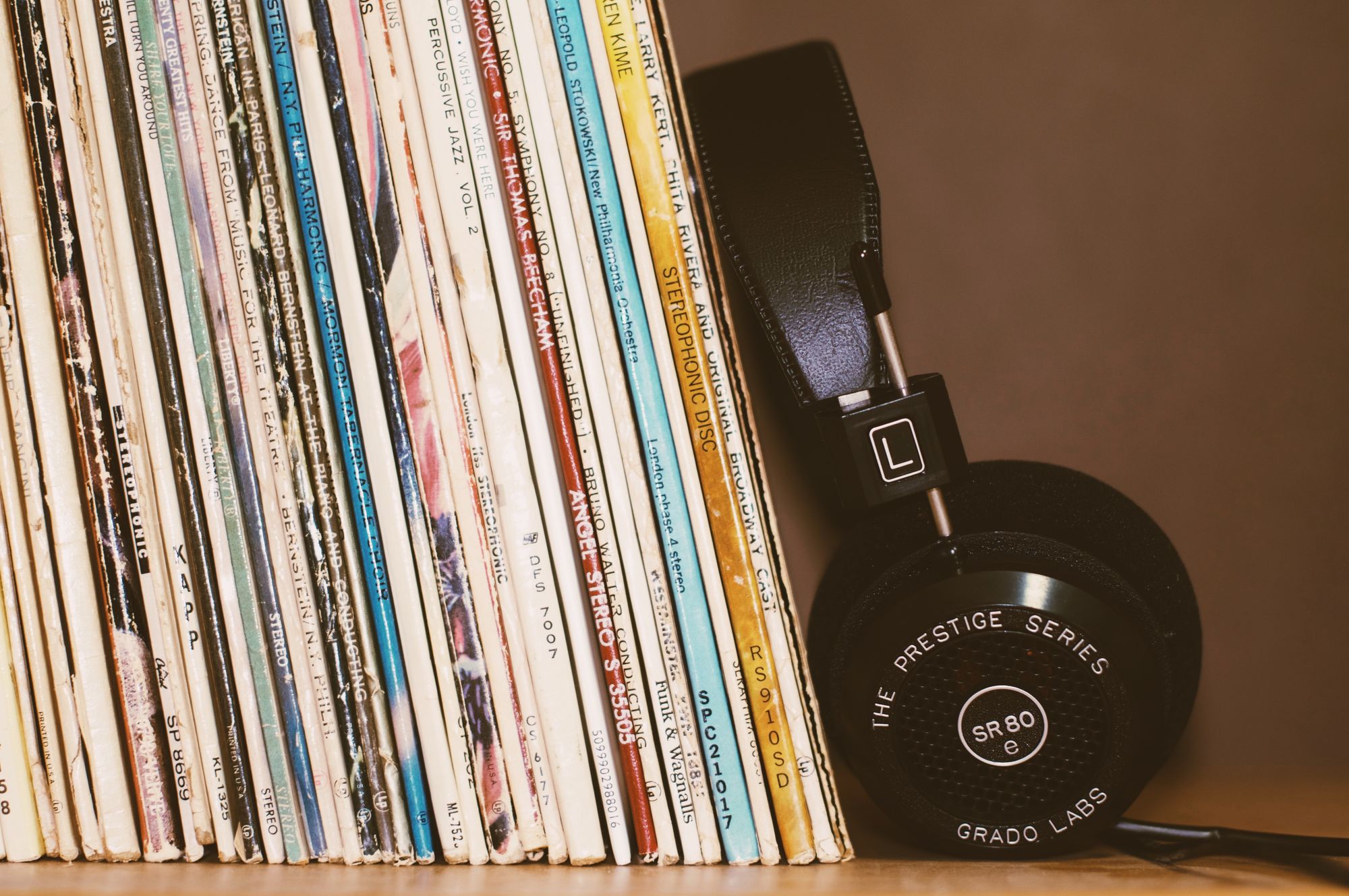 vinyl records and headphones