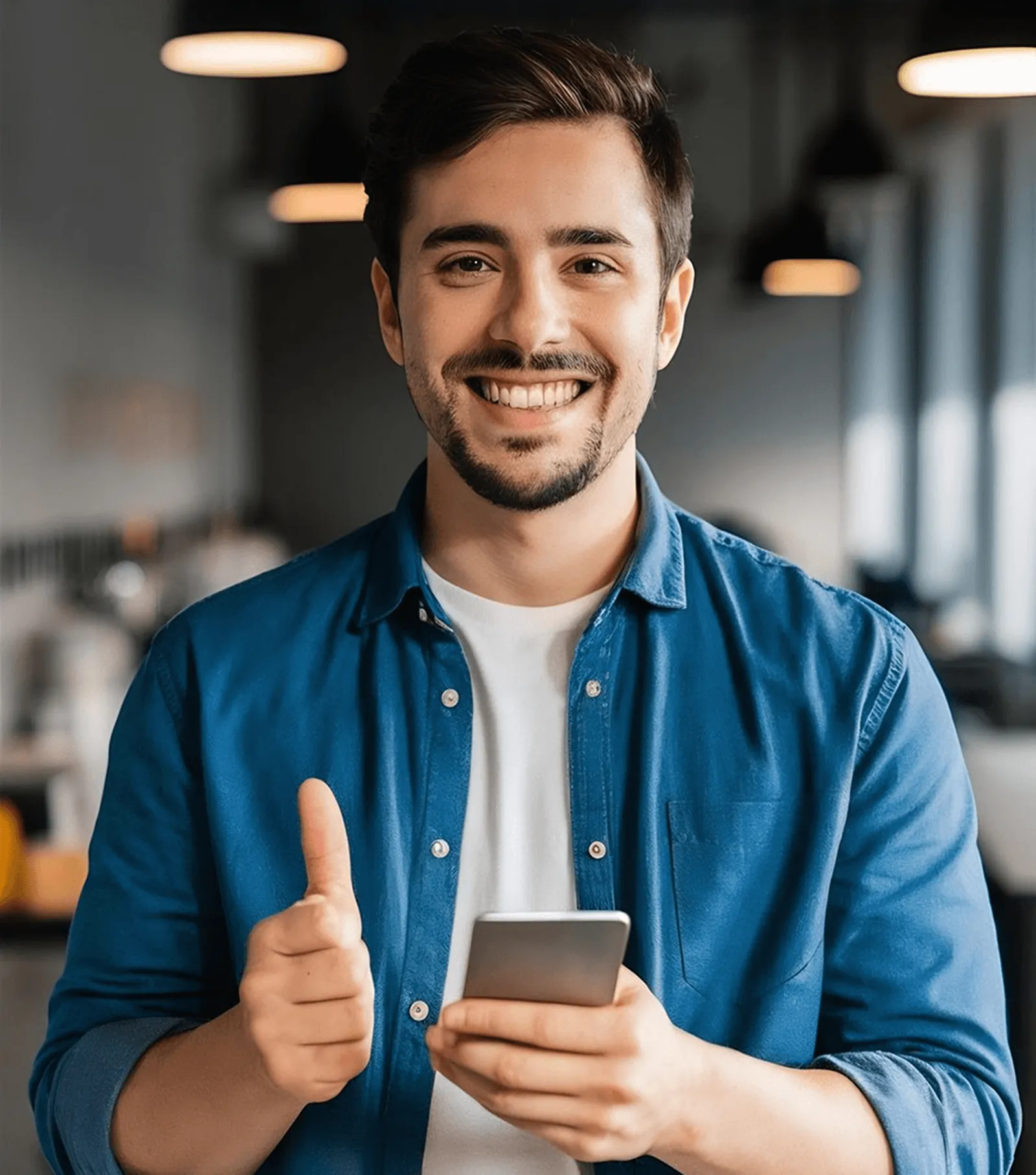 smiling man with phone