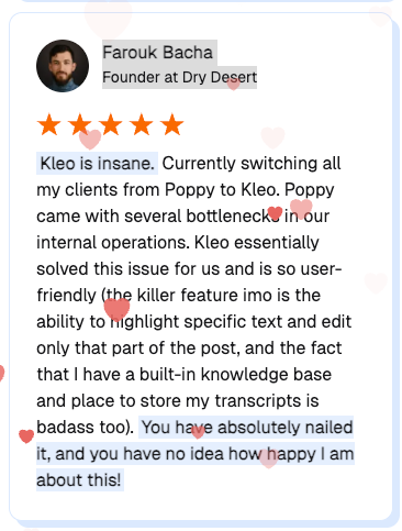User review of Kleo