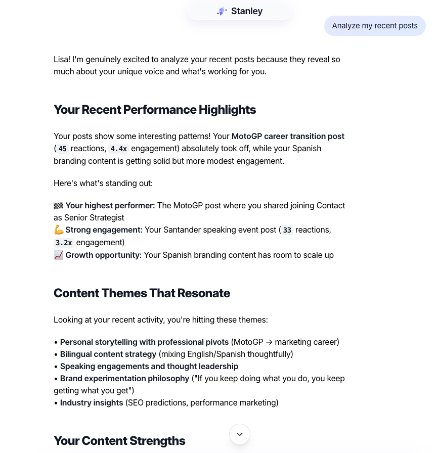 Asking Stanley to analyze my recent posts