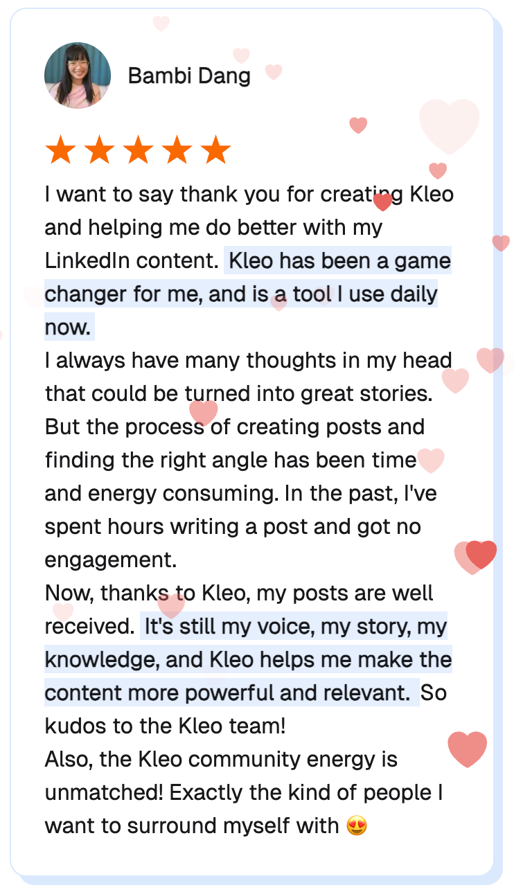 Kleo user testimonial