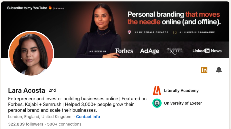 Lara Acosta LinkedIn profile