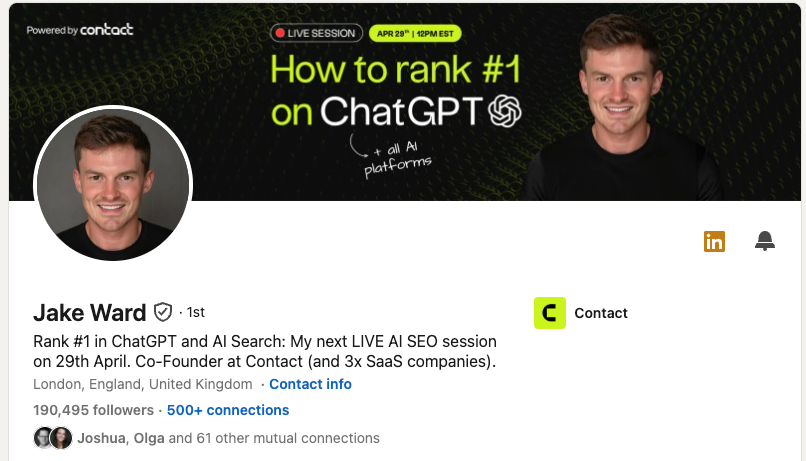 Jake Ward LinkedIn profile