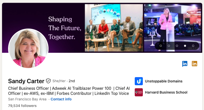 Sandy Carter LinkedIn profile