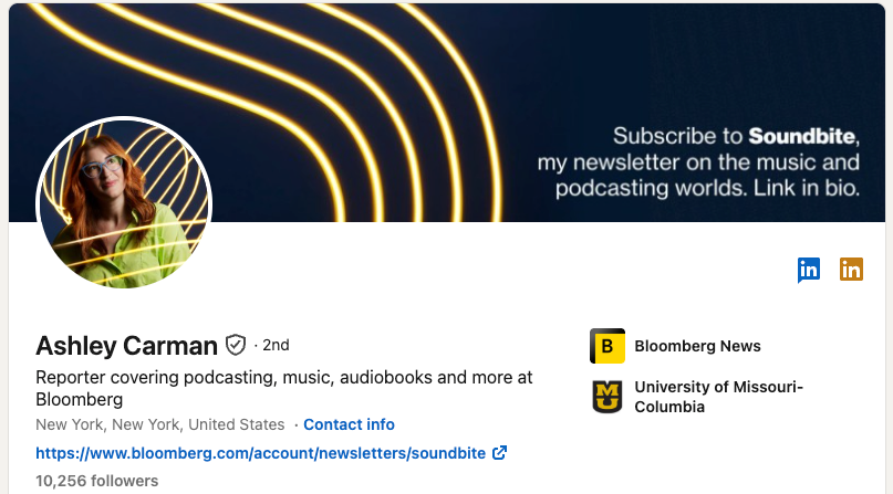 Ashley Carman LinkedIn profile