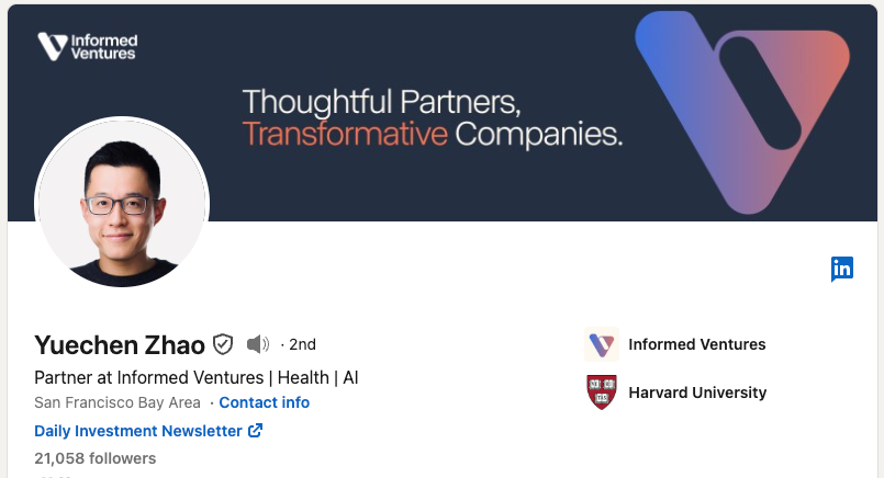 Yuechen Zhao LinkedIn profile