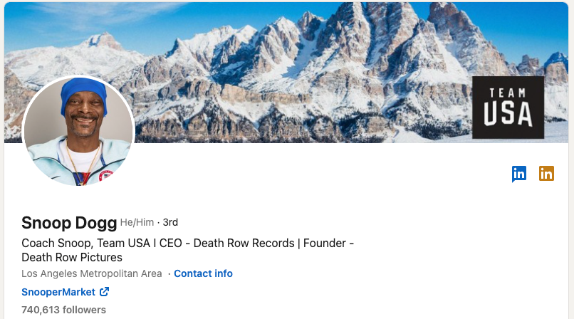 Snoop Dogg LinkedIn profile