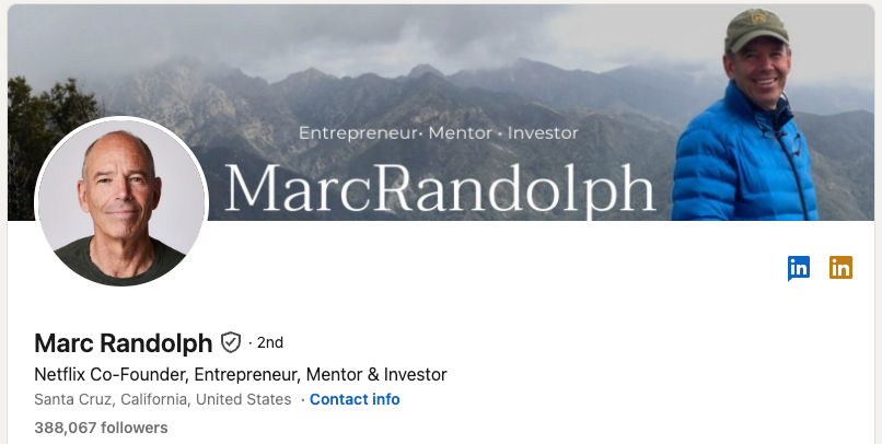 Marc Randolph LinkedIn profile