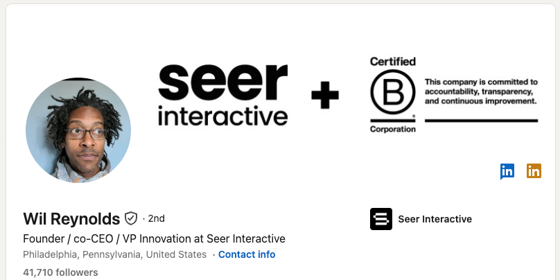 Wil Reynolds LinkedIn profile