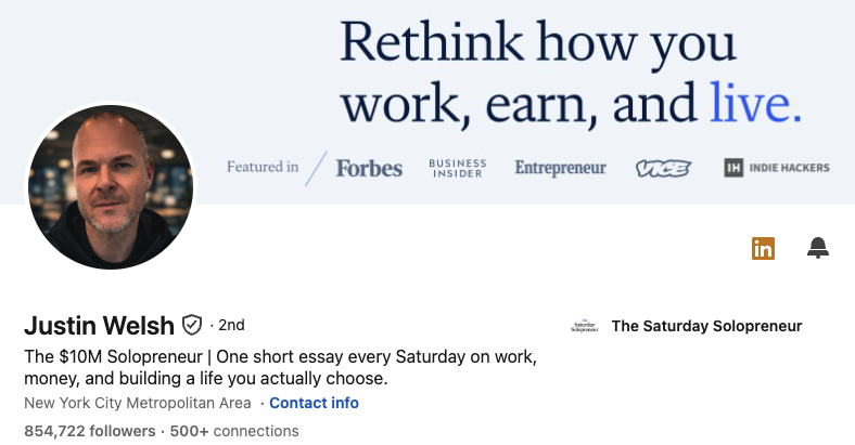 Justin Welsh LinkedIn
