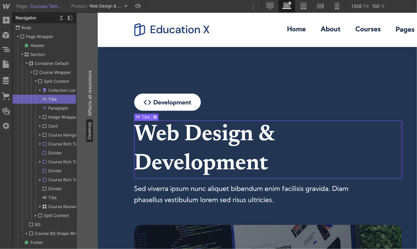 eCommerce Page - Education X Webflow Template