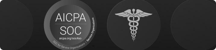 AICPA and HIPPA logos on grey circles