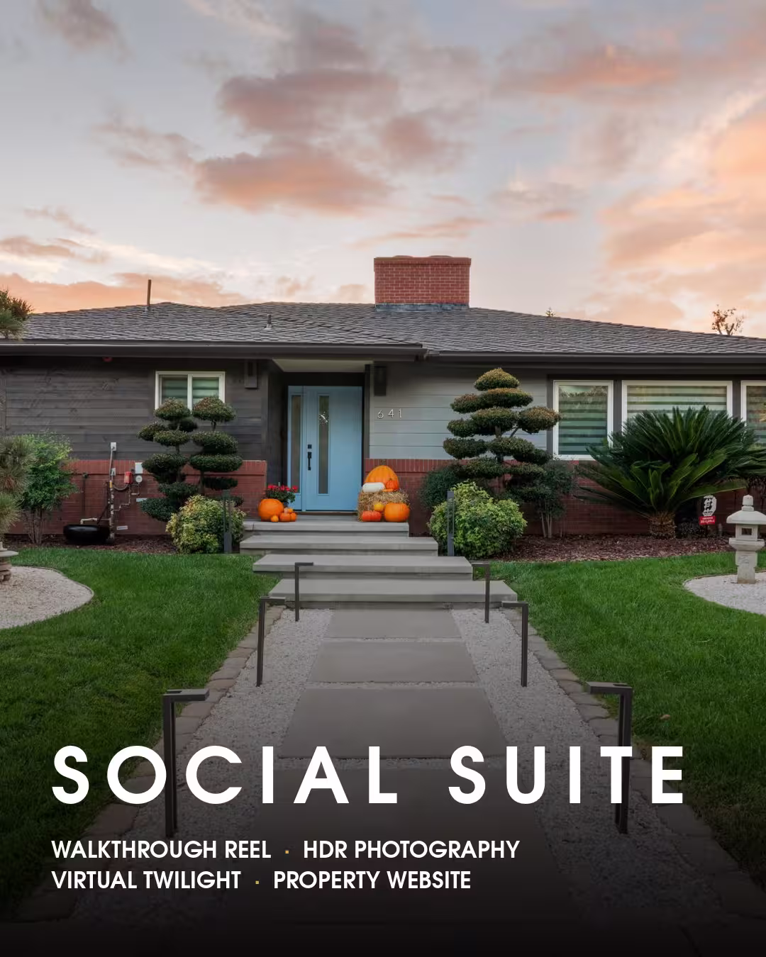 A house in the background with the package title text in front saying Social Suite Package.