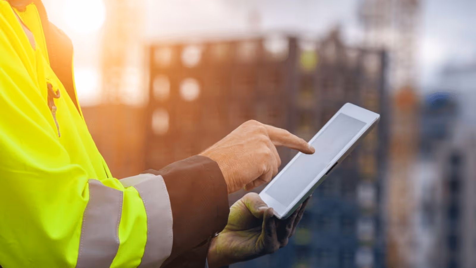 Person using construction schedule software