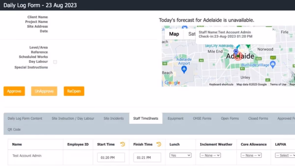 Screenshot of the Neo Daily Log