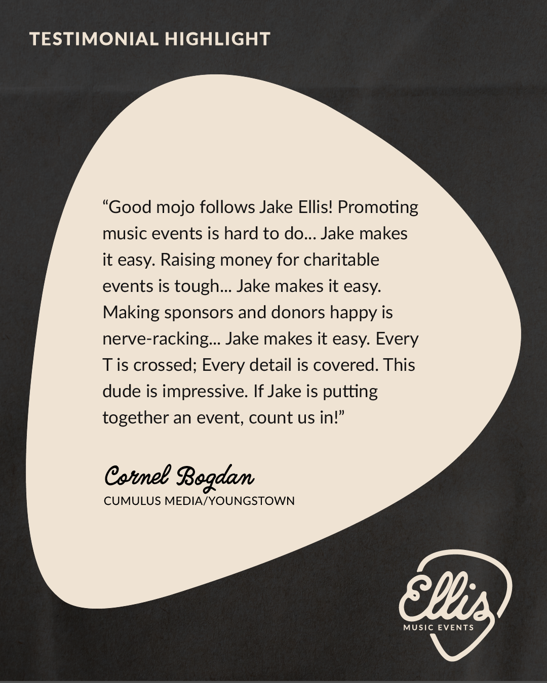 Ellis Music Events client testimonial