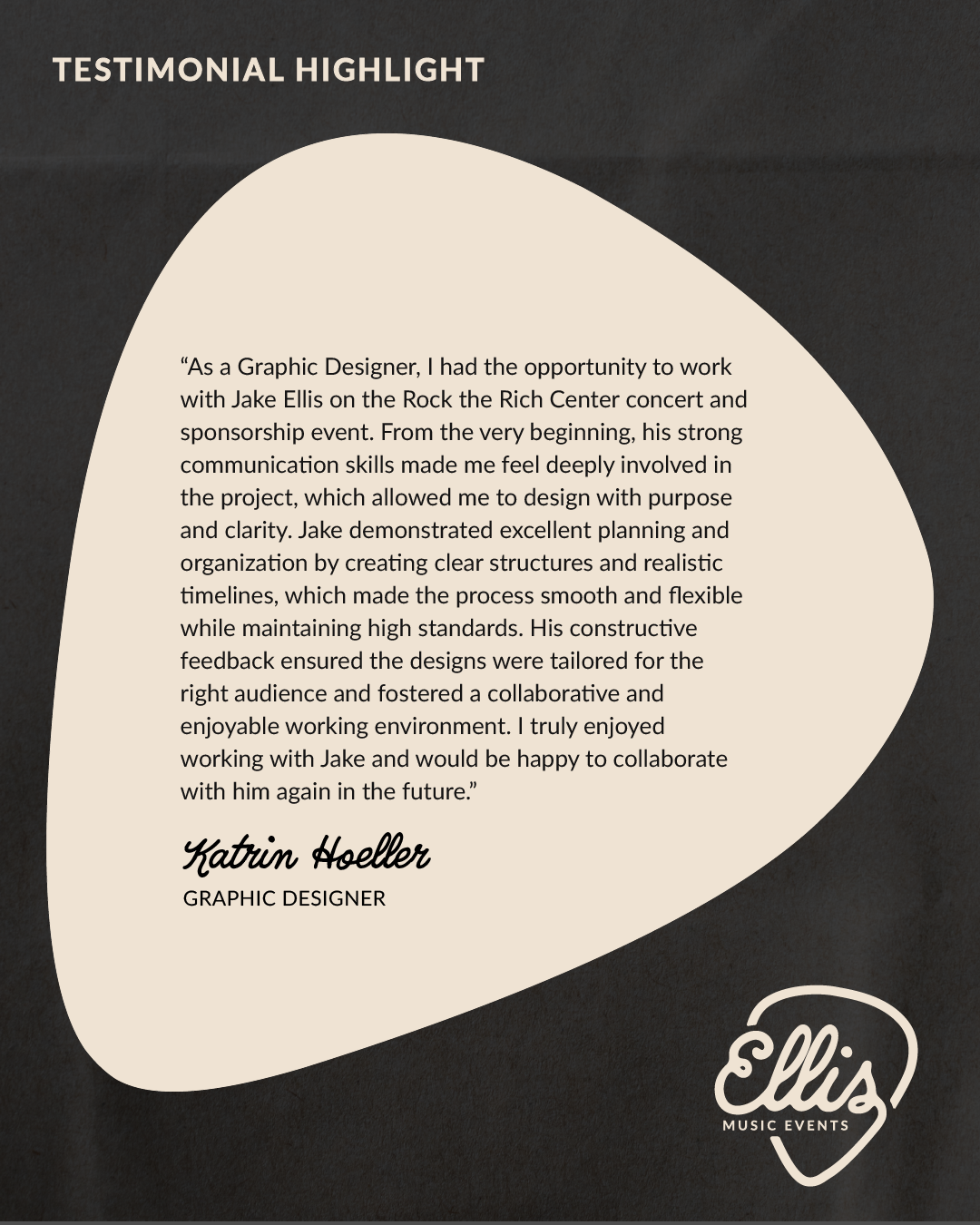 Ellis Music Events client testimonial