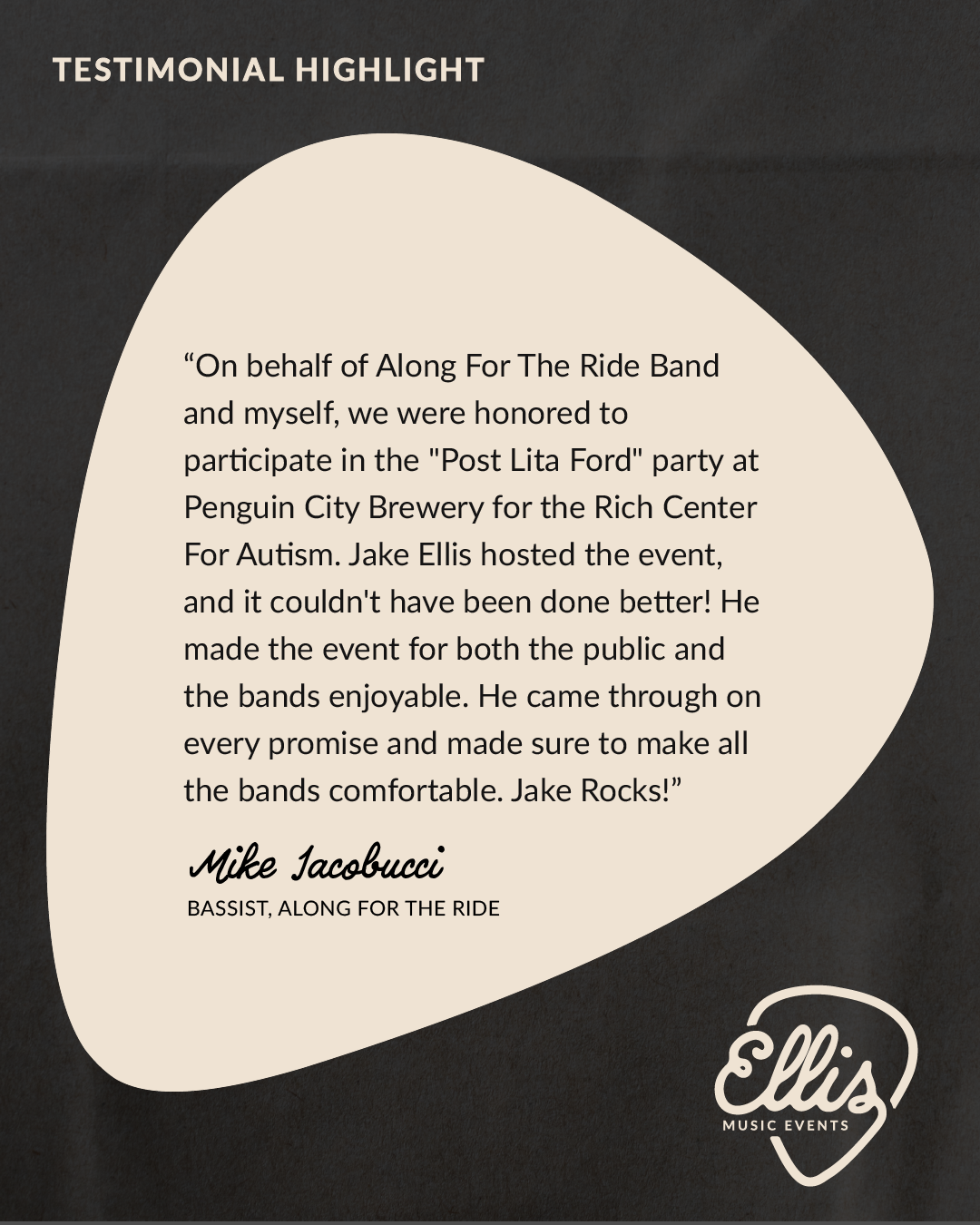 Ellis Music Events client testimonial